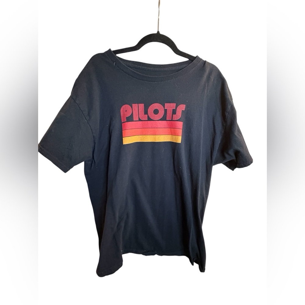 Pilots T-Shirt Graphic Tee Crew Neck UK Band Indie Rock Black L